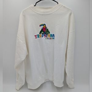 Vintage Tropicana Las Vegas Sweater White Cotton Unisex Large